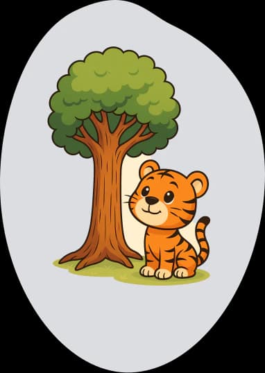 Tiger standing next to a tree